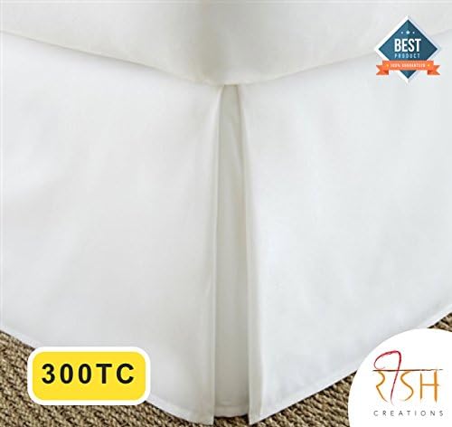RishCreations Queen 300TC White Solid 100% Egyptian Cotton 1PCs Box Pleated Bedskirt Solid (Drop Length: 12 inches) Superb Finish and Great Quality
