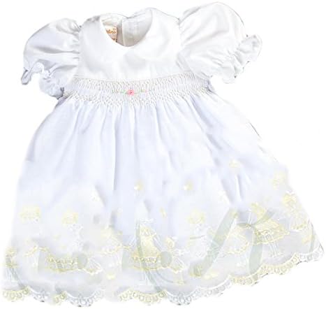 Rosalina Yellow Lace Girl White Smocked Doll Dress 5508DD Dolls & Accessories