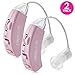 Digital Hearing Amplifier - Set of 2 - Best Hearing Amplifiers That Fit Comfortable Behind the Ear for Women, Small & Discreet BTE Personal Sound Amplifier Pair (Pink)
