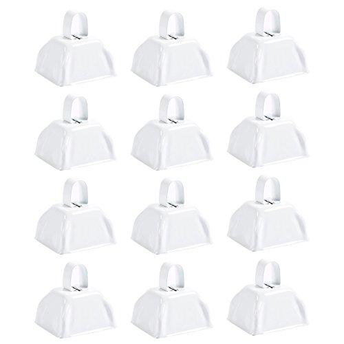 UPC 843128111469, Cow Bell Set - 12-Count Loud Bells with Handles, Cowbells, Noisemaker Call Bells for Football Games, Weddings, Classroom Use, White- 3 x 2.8 x 2.49 inches