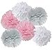 Party Decorations Furuix Pink Grey White Big Tissue Paper Pom Pom Honeycomb Ball for Bridal Shower Girls' Birthday Wedding Decoration Pink Baby Shower Room Decoration Party Favors