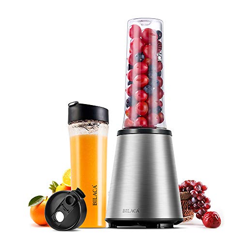 Smoothie Blender, BILACA Personal Blender Single Serve for Shakes and Smoothies,Frozen Fruit Blender With 18oz BPA-Free Sport Bottles,300W