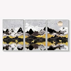 Framed Canvas Wall Art for Living Room, Bedroom Abstract Landscape Dream Place Canvas Prints for Home Decoration Ready to Hanging - 16"x24"x3 Panels