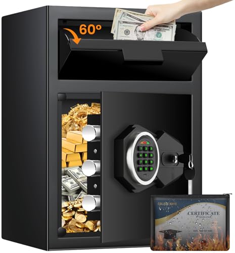 52L Quick Storage Safe with Slot for Retail Home | Electronic combination lock, with fireproof bag, key, combination lock, alarms and mute, security alloy steel