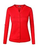 B.I.L.Y BILY Women's Unique Button Long Sleeve Soft Knit Cardigan Sweater Red XXX-Large