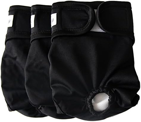 JoyDaog Dog Nappies Female,3-Pack Premium Reusable Washable Medium Large Dog Diapers,Black L