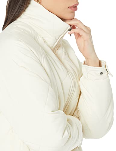 AMAZON ESSENTIALS WOMEN’S RELAXED-FIT RECYCLED POLYESTER MID LENGTH PUFFER COAT (AVAILABLE IN PLUS SIZE) (PREVIOUSLY AMAZON AWARE), IVORY, X-LARGE