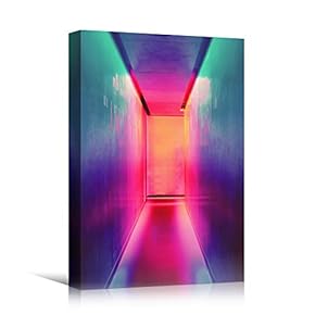 signwin Canvas Wall Art Neon Light Building Abstract...
