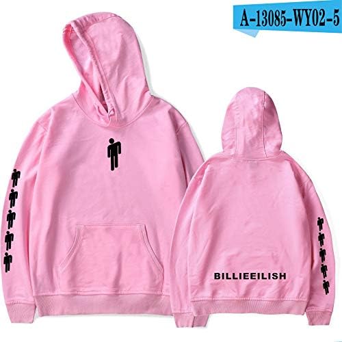 1 Pcs Billie Eilish Sweatshirt Sweatsuit, Unisex 3D Print Letter Print Hip Hop Sweatshirt Novelty Winter Fall for Music Lovers Fashion Fans 125 Pink,M