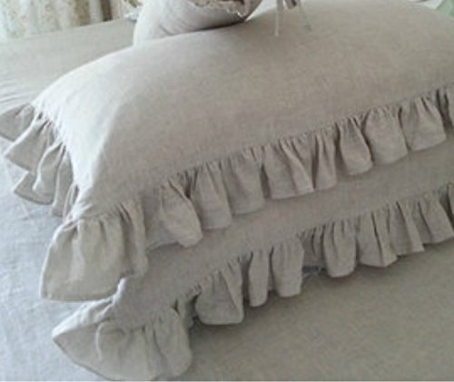 Amazon Com A Pair Of Natural Linen Ruffle Pillow Covers Linen