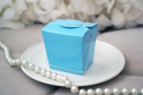 12 Light Blue Chinese Mini Take Out Boxes Wedding Birthday Baby Party Favor USA