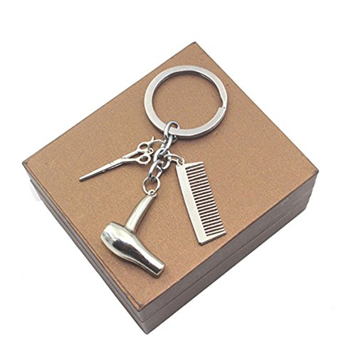 Meolin Creative Hair Dryer Scissors Comb Pendant Keychain Keyring Gift for Hairdresser Fashion Accessories