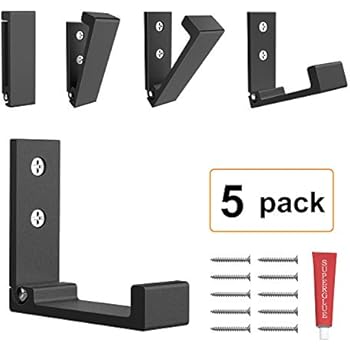 Foldable Adhesive Hooks,Heavy Duty Wall Hooks Zn Cu Alloy Ultra Strong Waterproof Hanger for Robe, Coat, Towel, Keys, Bags, Home, Kitchen, Bathroom (Set of 5) (Black)