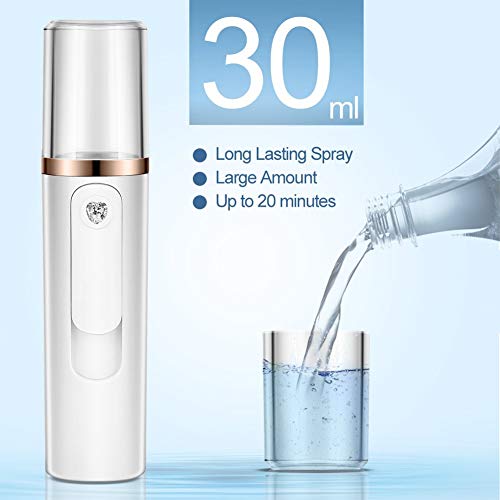 Facial SteamersMoisturizer Sprayer, Handheld Atomizer Humidifier USB Face Moisture Eyelash Extensions Skin Care Facial Water Spa Beauty Instrument (White)