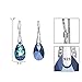 EleQueen 925 Sterling Silver CZ Teardrop Bridal Hook Dangle Earrings Bermuda Blue Made with Austrian Crystal for Women, Valentine's Day/Mother's Day/Christmas Jewerly Gift for Girlfriend/Mom