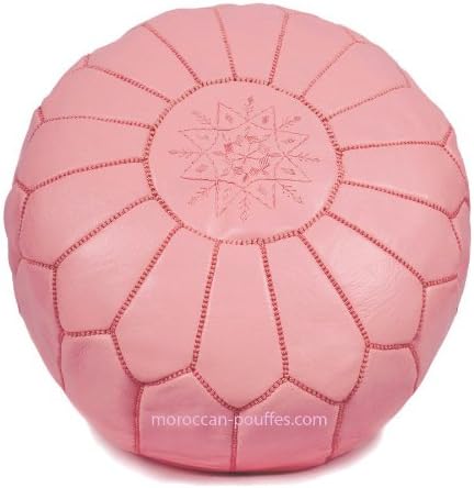 4 moroccan poufs leather luxury ottomans footstools cover pink candy