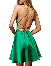 EverLove - Vestido corto de satén para regreso a casa con tirantes de espagueti y espalda abierta