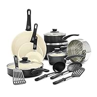 GreenLife Soft Grip Healthy Ceramic Nonstick, 16 Piece Cookware Pots and Pans Set, PFAS-Free, Dishwasher Safe, Black & Cream GreenLife Soft Grip Healthy Ceramic Nonstick, 16 Piece Cookware Pots and Pans Set, PFAS-Free, Dishwasher Safe, Black & Cream