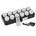 HERO-LED CD-RC-12RF-A Wireless Inductive Rechargeable LED Electric Candles, Flameless Flickering Tea Lights with Remote Timer Controller, Set of 12, Amber Color
