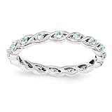 2.5mm Rhodium Sterling Silver Stackable Blue Topaz