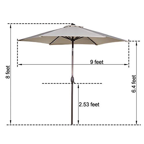 Abba Patio Outdoor Patio Umbrella 9-Feet Aluminum Market Table Umbrella with Push Button Tilt and Crank, Beige Abba Patio Outdoor Patio Umbrella 9-Feet Aluminum Market Table Umbrella with Push Button Tilt and Crank, Beige