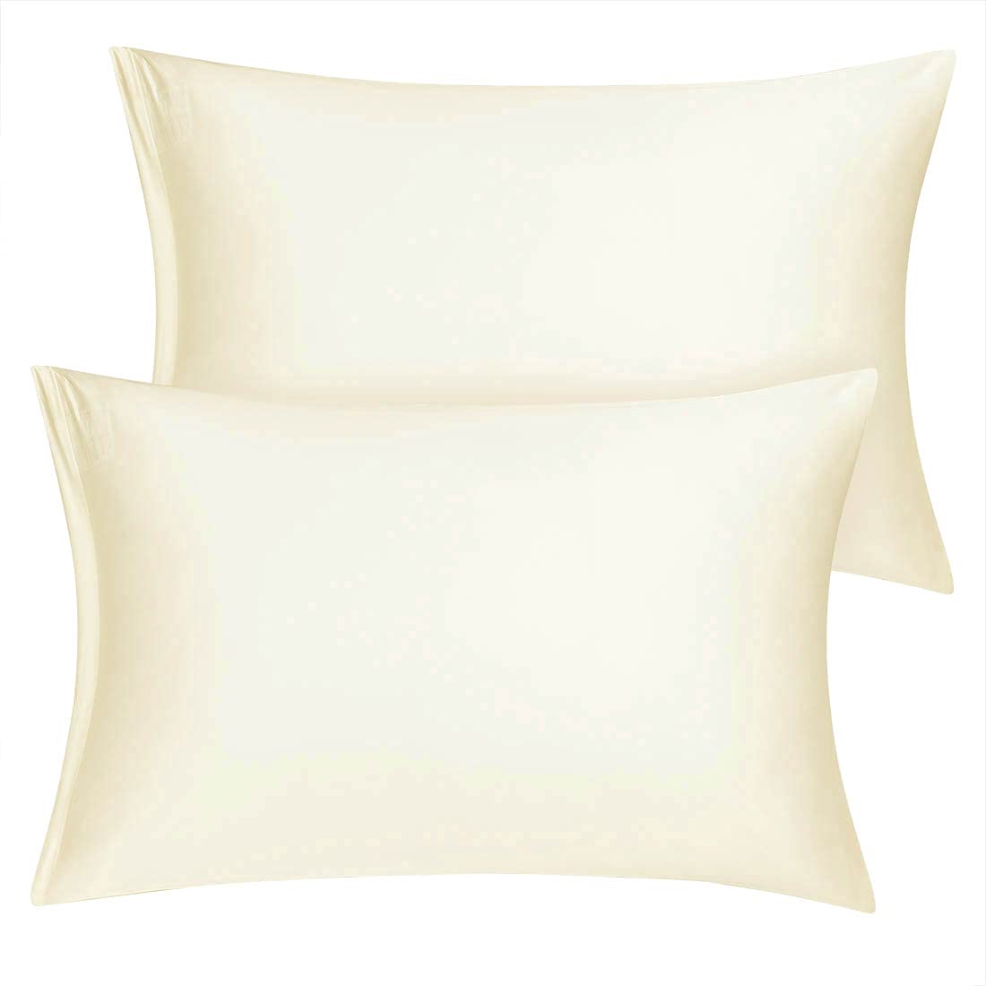 sourcing map Satin Pillowcase for Hair and Skin 2 Pack, Wrinkle and Fade Resist Silky Soft Pillow Cases Set with Zipper Closure Pearl White 50 x 75cm