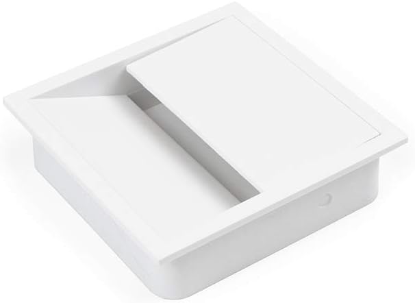 Emuca - Square 85x85mm (3,34x3,34 inch) Grommet for embedding in Desk or worktop Wire Organiser for Furniture White Plastic