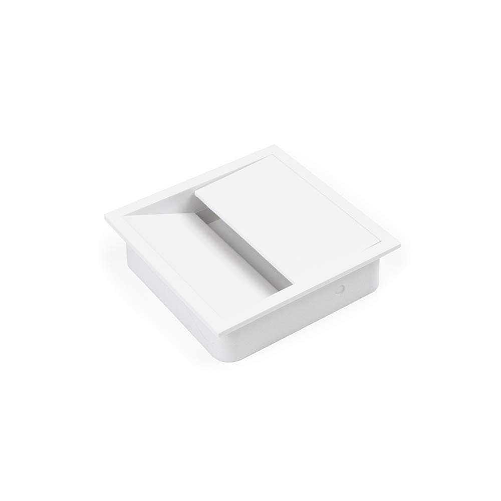 Emuca - Square 85x85mm (3,34x3,34 inch) Grommet for embedding in Desk or worktop, Wire Organiser for Furniture, White Plastic