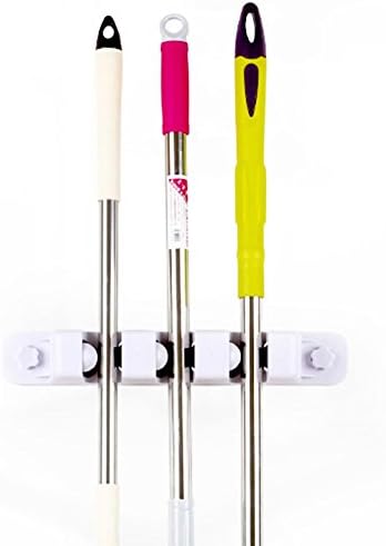 Wall Mount Mop and Broom Holder, 3 position with 4 hooks garage storage Holds up to 7 Tools, storage solutions for broom holders, garage storage systems broom organizer