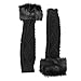 Women's Winter Stretch Faux Fur Knit Wool Arm Warmers Long Fingerless Gloves (Black)