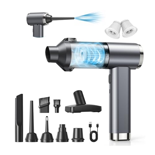 GARAID 4 in 1 Cordless Vacuum Cleaner, 25000Pa Portable Car Vacuum Cleaner, 6000 mAh Mini Vacuum Cleaner with Brushless Motor, 2 Speeds, 150,000 RPM Compressed Air for Car Home Office Animal