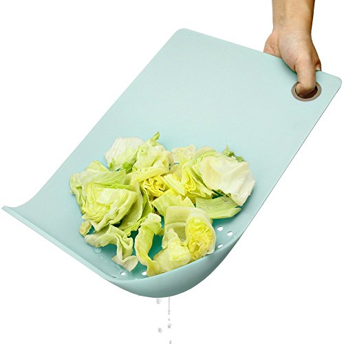 PortoFino Cut & Drain Cutting Board - Chopping Board | 22 Draining Eyelets | Non-Slip Silicone Feet | Hanging Loop | Light Weight & Durable | Food Grade Plastic | BPA Free | Kitchen Prep Accessories