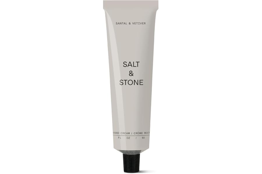 Salt & Stone Hand Cream for Women & Men | Santal & Vetiver | Hydrates, Nourishes & Softens Skin | Restores Dry Cracked Hands | Fast-Absorbing | Cruelty-Free & Vegan (2 fl oz)