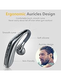 Auricular inalámbrico auriculares Bluetooth con micrófono, glazata H20 30 horas tiempo de conversación manos libres in Ear con csr8615 cancelación de ruido de auriculares para smartphones iPhone y Android, conductor camión, gris