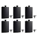 YWQ 6 Pcs Hip Flask for Liquor Matte Black 8 Oz Stainless Steel Leakproof with Funnel, Great Gift Idea Flask