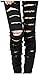 Black Punk Rock Women Ripped Skinny Pants Jeans Leggings Trousers WF-3787