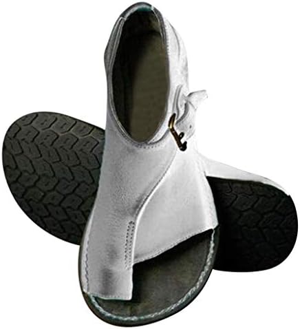 Dressin Women's Sandals,Women Casual Buckle Ankle Strap Flat Heel Sandal Shoes Ultra Comfy Solid Summer Beach Travel Shoe