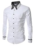TheLees Mens long double collar cuff slim dress shirts
