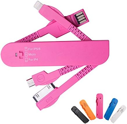 Multi USB cable for iPhone micro Android ,Portable USB Cable High Speech USB 2.0 sync and charging cables for iPhone 4,5,6,7,8 Samsung Kindle, MP4,Tablet and more.Tangle-Free