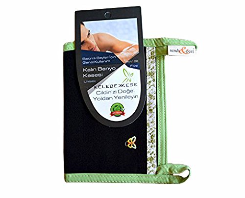 Kelebek Kese Turkish Hammam Bath Glove Skin Exfoliating Spa Mitt Black