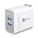 [UL Listed] iClever BoostCube+ 24W Dual USB Wall Charger | Travel Charger, 2 SmartID Port USB Power Adapter for iPhone X / 8/7 / 7 Plus / 6S / 6 Plus, iPad Pro Air/Mini and Other Cellphone, Tablet
