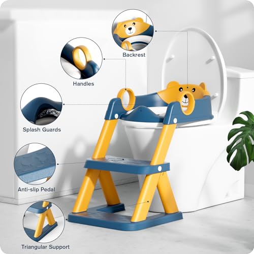 Rabb 1st Children's Toilet Reducer, Raised Seat for Men and Women, Non-Slip Anti-Splash Platform for Toilet, Blue Yellow