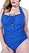 QZUnique Women's Retro Vintage One Piece Swimwear Floral Monokinis Plus Size Sapphire Blue US XL