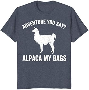 Mens Adventure You Say Alpaca My Bags T-Shirt - Traveler Tee Large Heather Blue