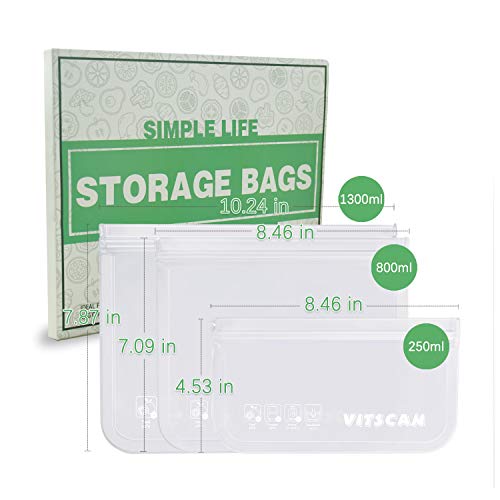 Reusable Food Storage Bags 12 Pack Ziploc bags (4 Reusable Snack Bags+4
