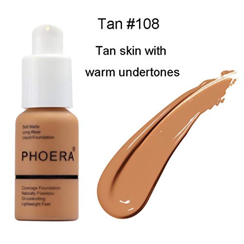 New 30ml PHOERA Matte Oil Control Concealer Foundation Cream Liquid Foundation (#108)