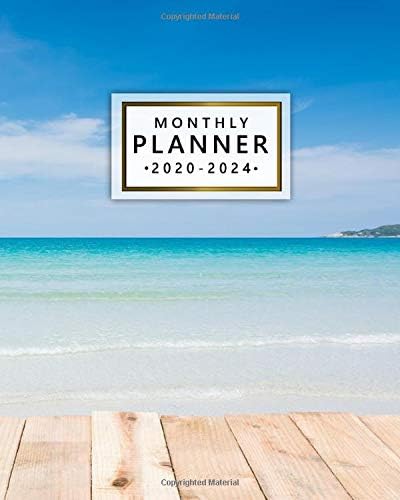 2020-2024 Monthly Planner: Five Year Monthly Agenda & 5 Year Organizer | 60 Months Spread View with To-Do’s, Inspirational Quotes, Vision Boards, Notes & More | Pretty Tropical Beach Print