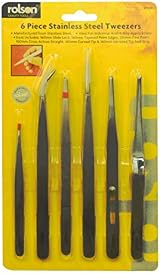 Rolson 59104 6 Piece Stainless Steel Tweezers Set Industrial Hobby 160mm 120mm view 2