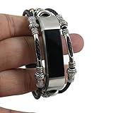 Sympath Replacement Leather Wristband Band Strap Bracelet For Fitbit Alta/Fitbit Alta HR (Black)