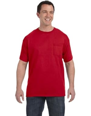 Men's Double-Needle Tagless Pocket T-Shirt